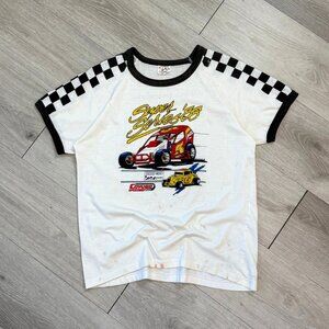Rare Vintage 1988 Super Series Cayuga Speedway Single Stitch Ringer TShirt Large